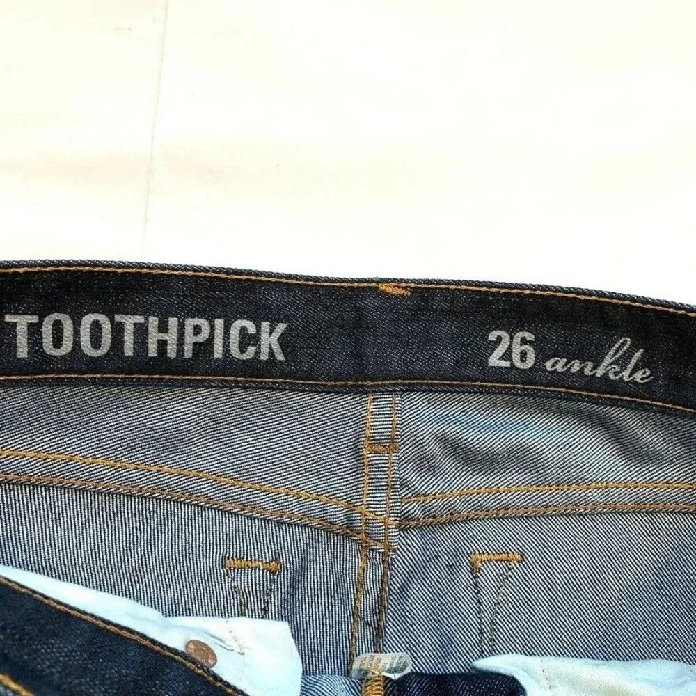 J Crew Toothpick Ankle Jeans Womens 26 (29x28) Skinny Stretch USA Dark Denim NEW